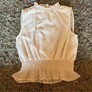 Swiss Dot Ruched Tank Top with Sheer Back